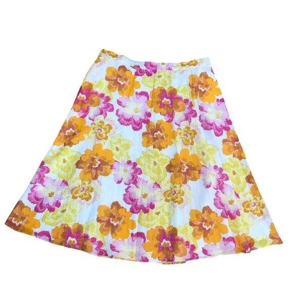 Cece Radiant Yellow Floral Flowy Midi Spring Summer Lined‎ Skirt Sz 3X $89 NWT - Picture 1 of 15